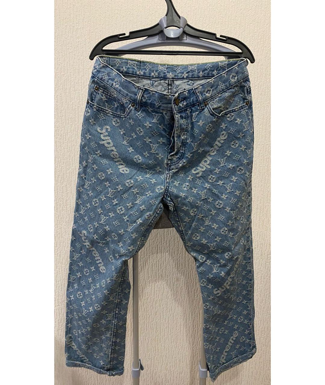 LOUIS VUITTON Голубые хлопковые прямые джинсы, фото 2