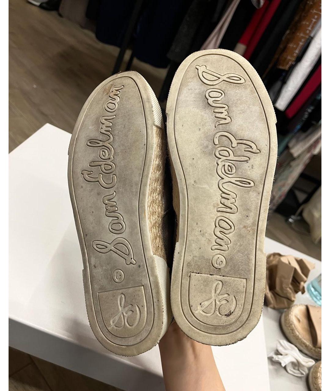 SAM EDELMAN Серебряные кожаные слипоны, фото 4