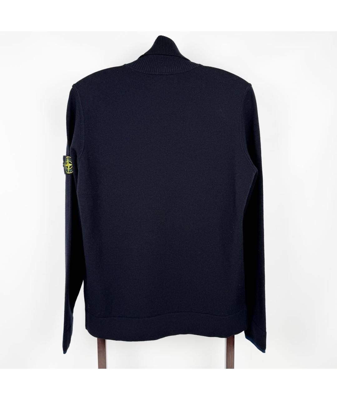 STONE ISLAND Темно-синяя шерстяная водолазка, фото 2