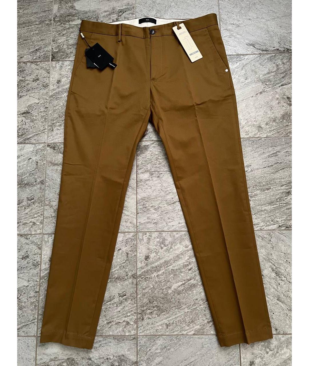 LIU JO Коричневые хлопко-эластановые повседневные брюки, фото 9