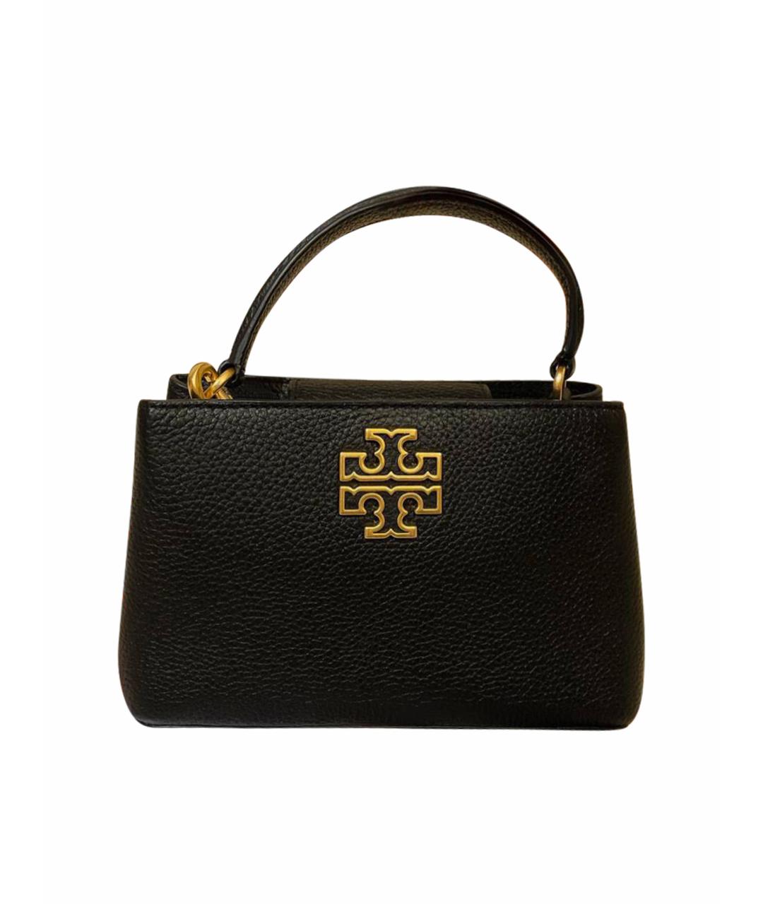 TORY BURCH Черная кожаная сумка с короткими ручками, фото 1