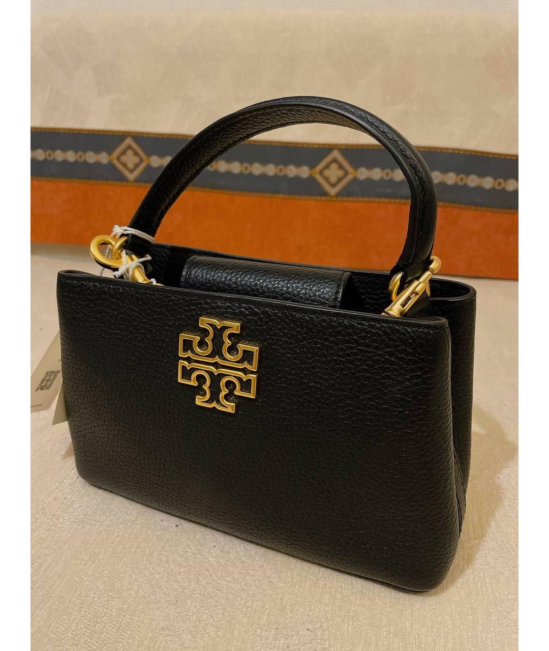 TORY BURCH Черная кожаная сумка с короткими ручками, фото 2