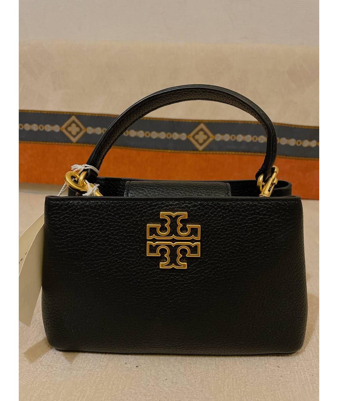 TORY BURCH Черная кожаная сумка с короткими ручками, фото 7