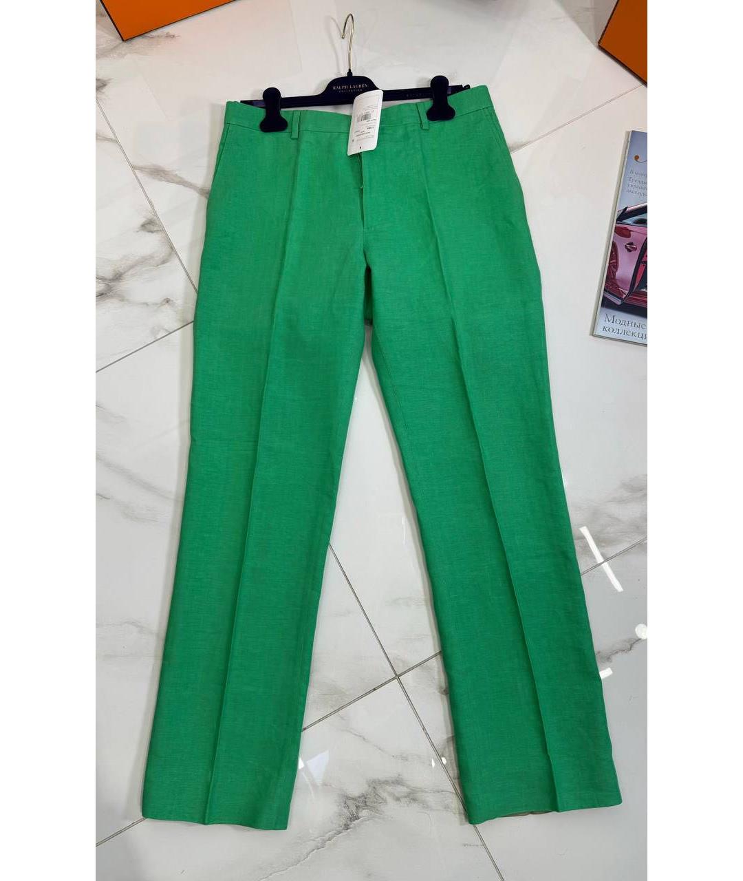 RALPH LAUREN PURPLE LABEL Зеленые классические брюки, фото 5