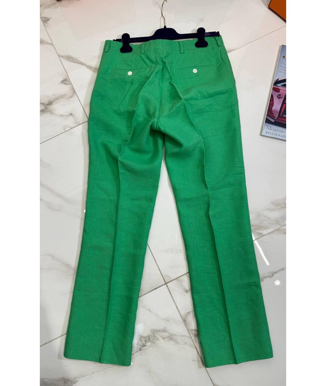 RALPH LAUREN PURPLE LABEL Зеленые классические брюки, фото 2