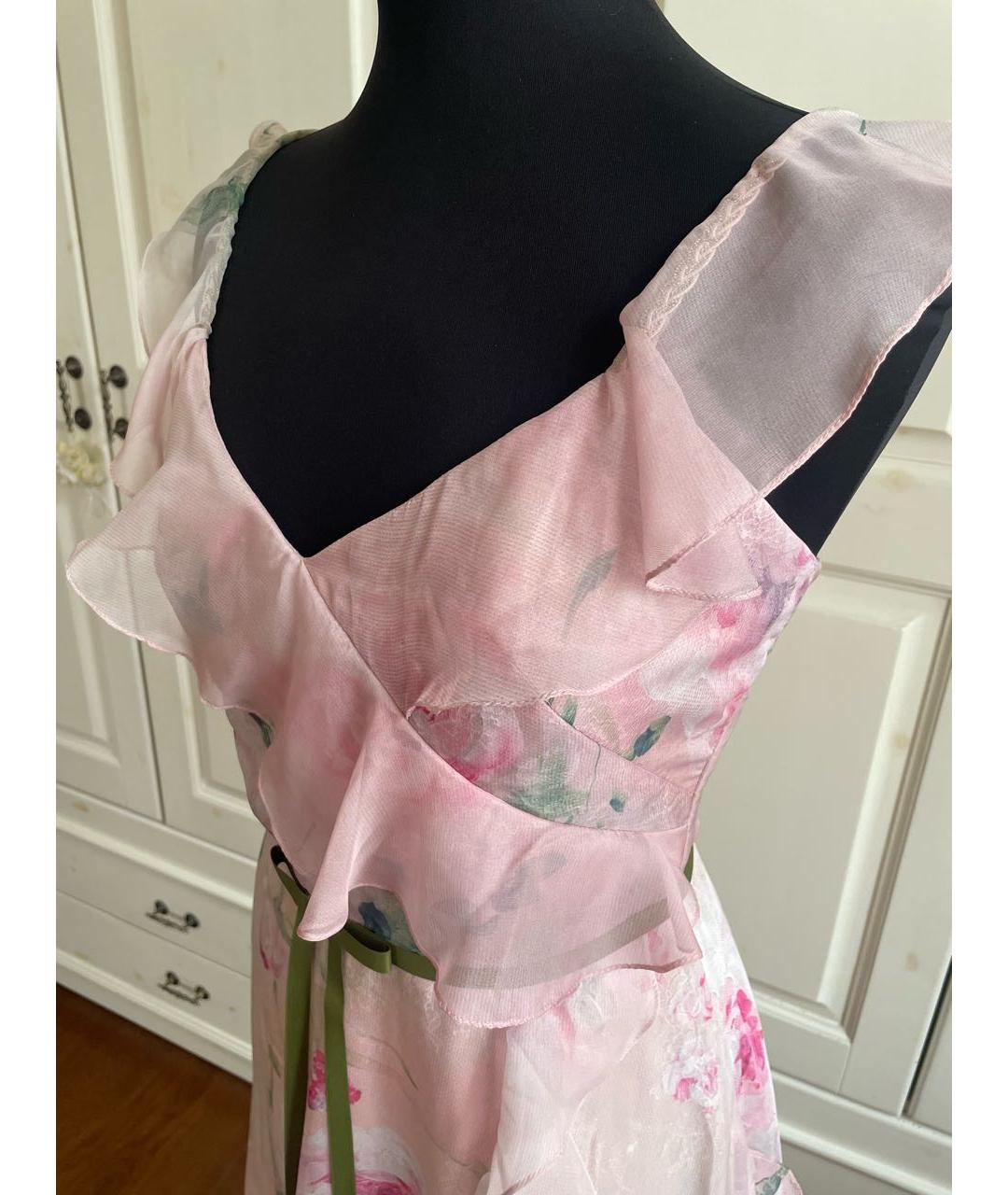 MARCHESA NOTTE Розовое полиэстеровое вечернее платье, фото 3