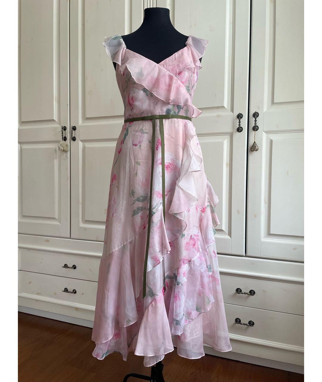 MARCHESA NOTTE Розовое полиэстеровое вечернее платье, фото 9
