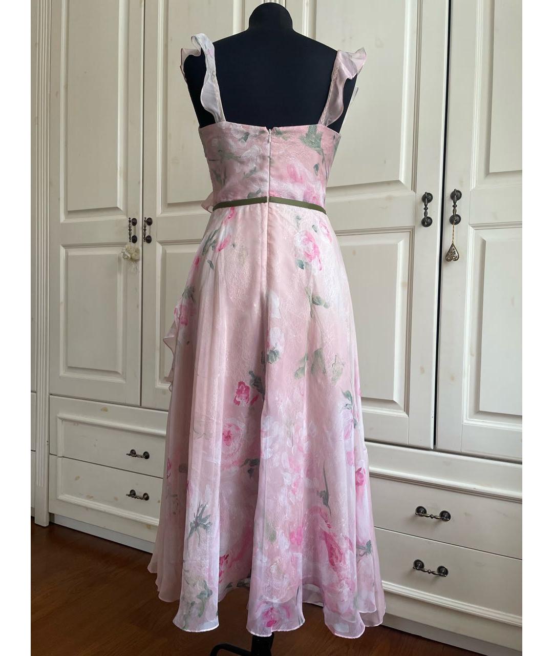 MARCHESA NOTTE Розовое полиэстеровое вечернее платье, фото 2