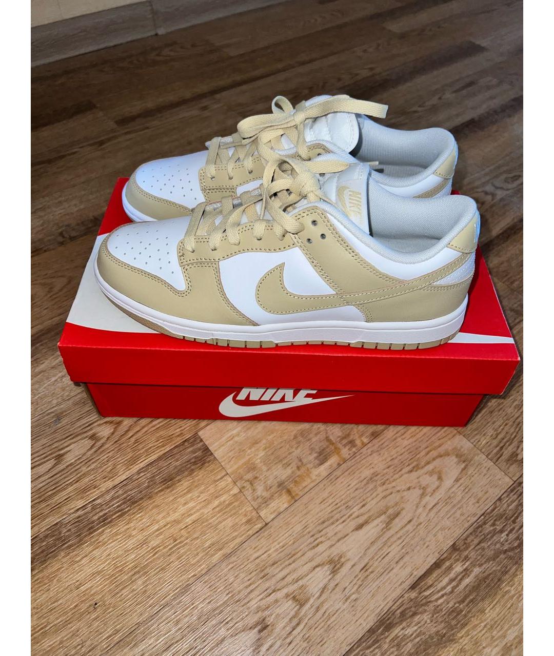 NIKE Бежевые кожаные кроссовки, фото 6