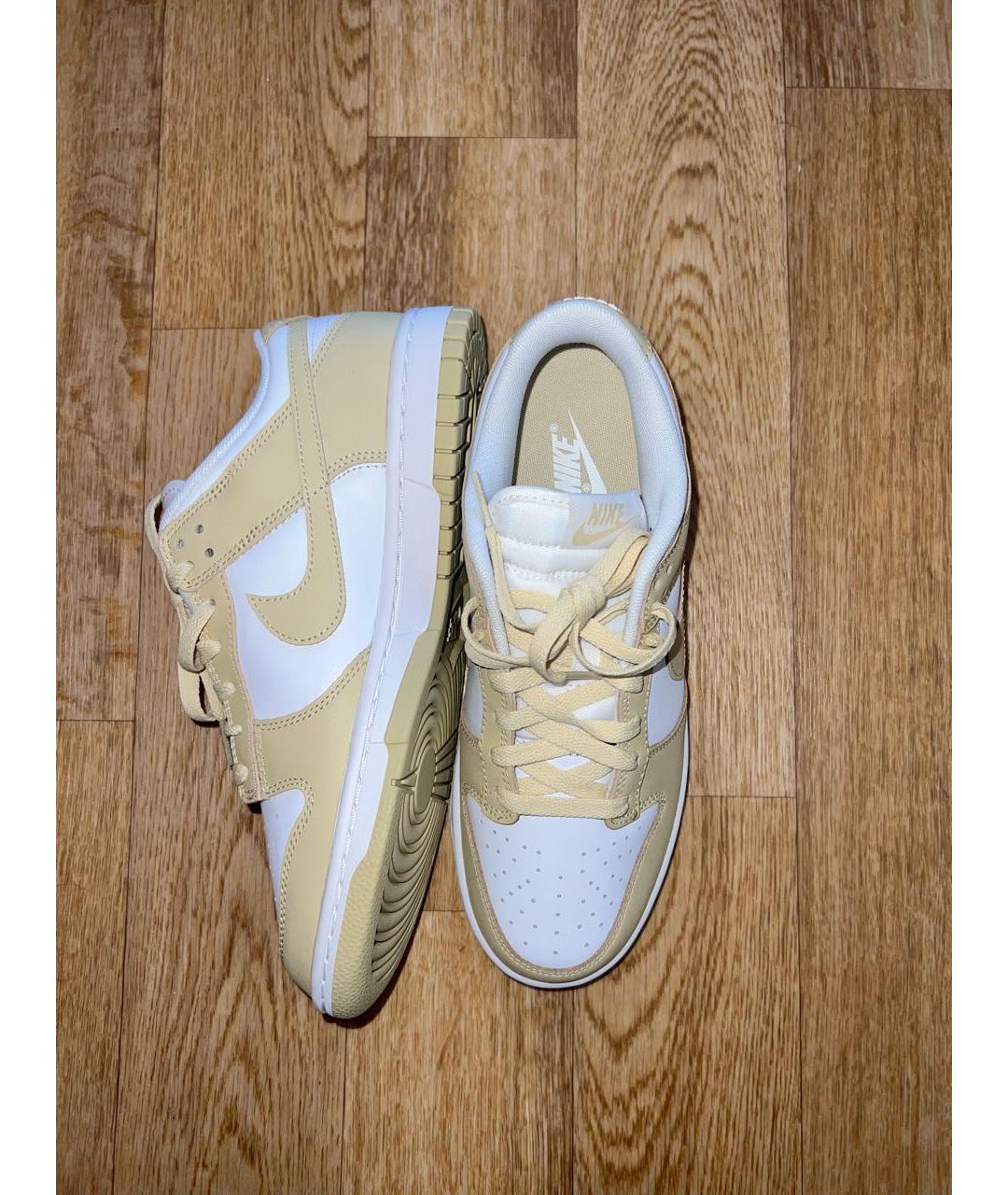 NIKE Бежевые кожаные кроссовки, фото 5
