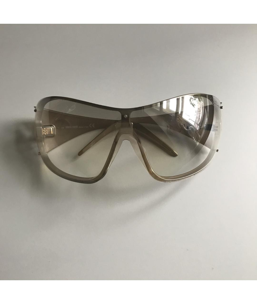 ROBERTO CAVALLI Бежевые пластиковые солнцезащитные очки, фото 7