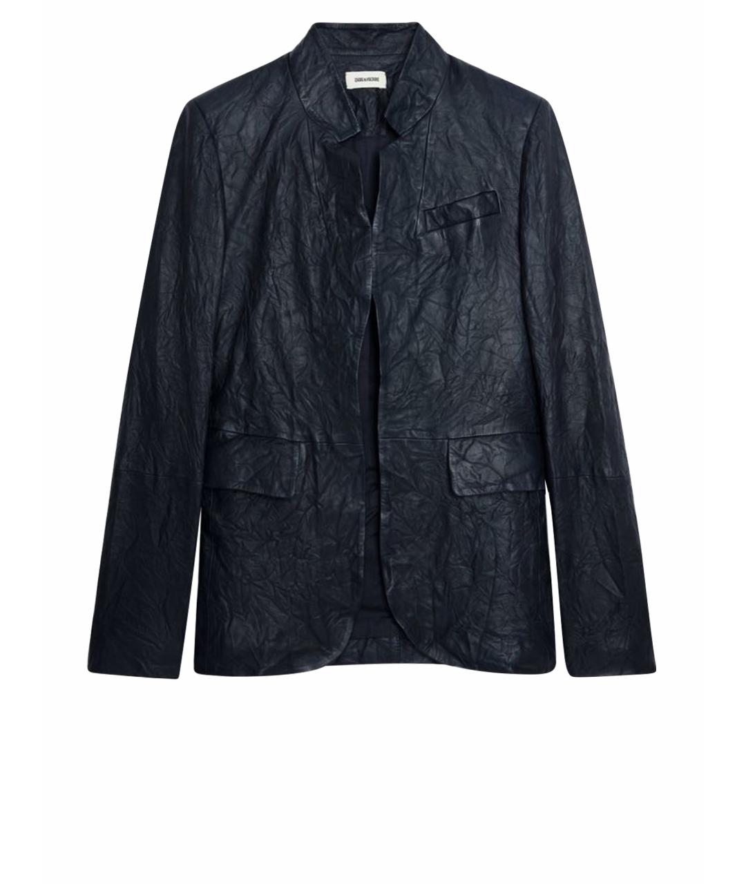 ZADIG & VOLTAIRE Темно-синий кожаный жакет/пиджак, фото 1