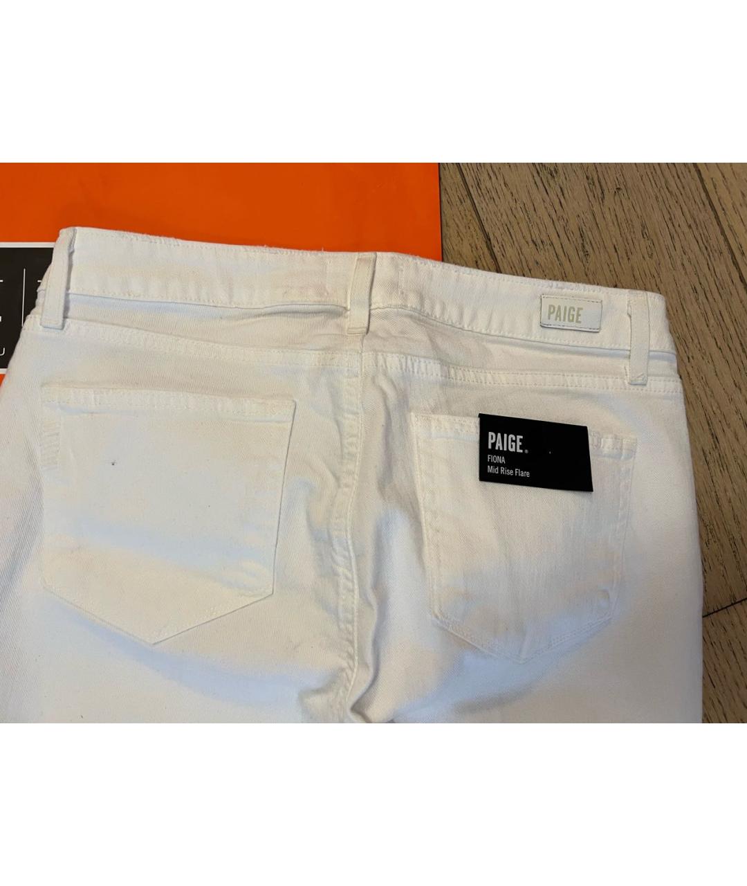 PAIGE Белые хлопко-эластановые джинсы клеш, фото 4