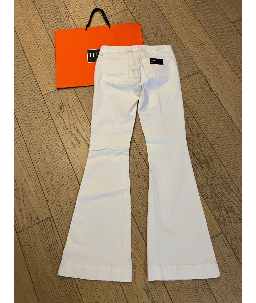 PAIGE Белые хлопко-эластановые джинсы клеш, фото 3
