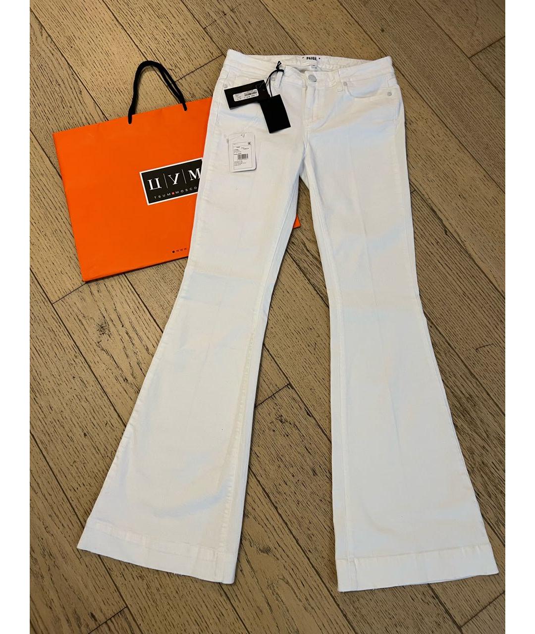 PAIGE Белые хлопко-эластановые джинсы клеш, фото 2