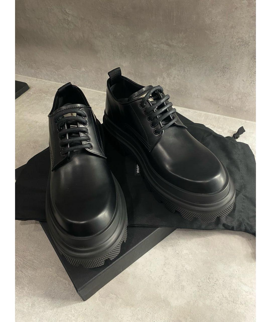 DOLCE&GABBANA Черные кожаные низкие ботинки, фото 3