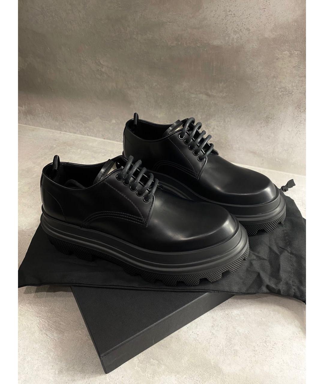 DOLCE&GABBANA Черные кожаные низкие ботинки, фото 4