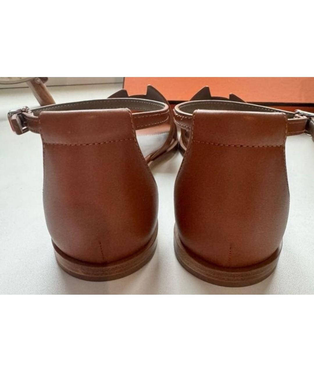 HERMES PRE-OWNED Коричневые кожаные сандалии, фото 4