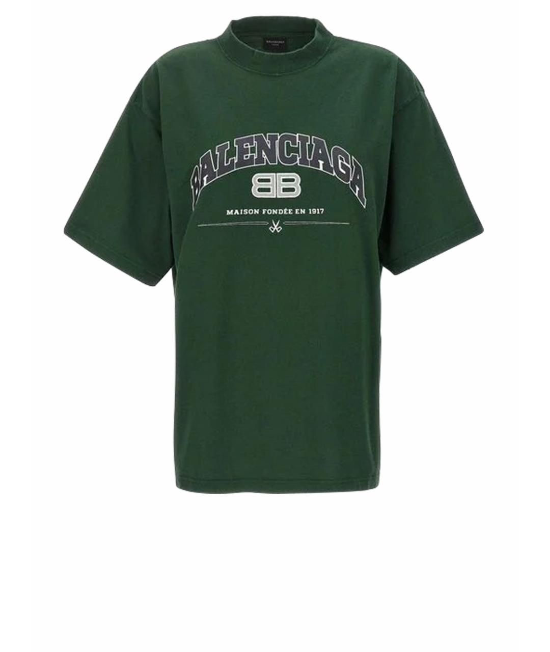 BALENCIAGA Зеленая хлопковая футболка, фото 1