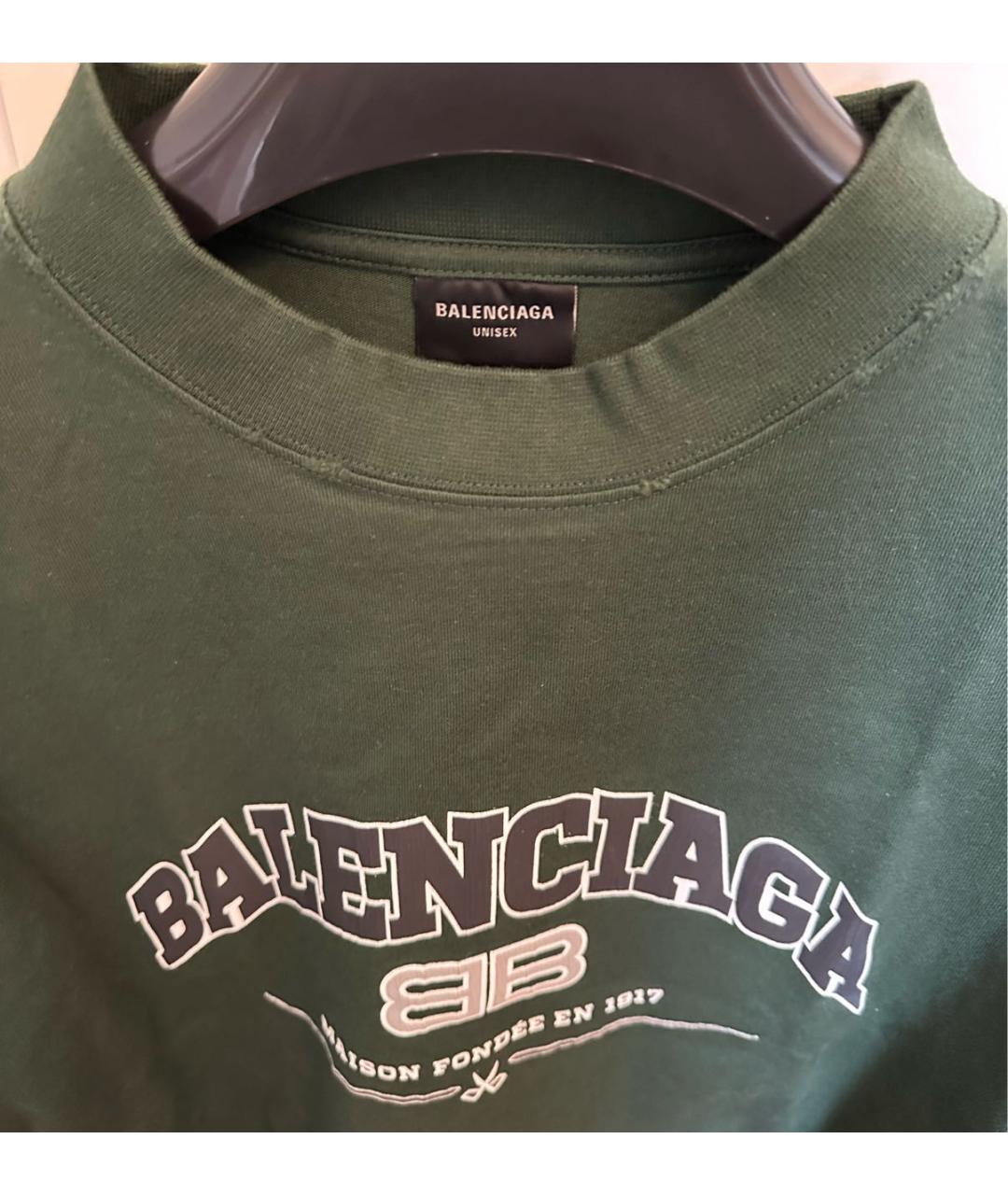 BALENCIAGA Зеленая хлопковая футболка, фото 5