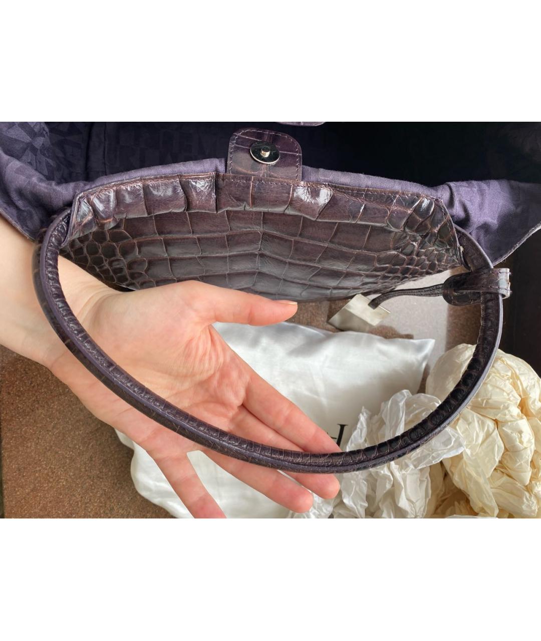 FURLA Фиолетовая кожаная сумка с короткими ручками, фото 5
