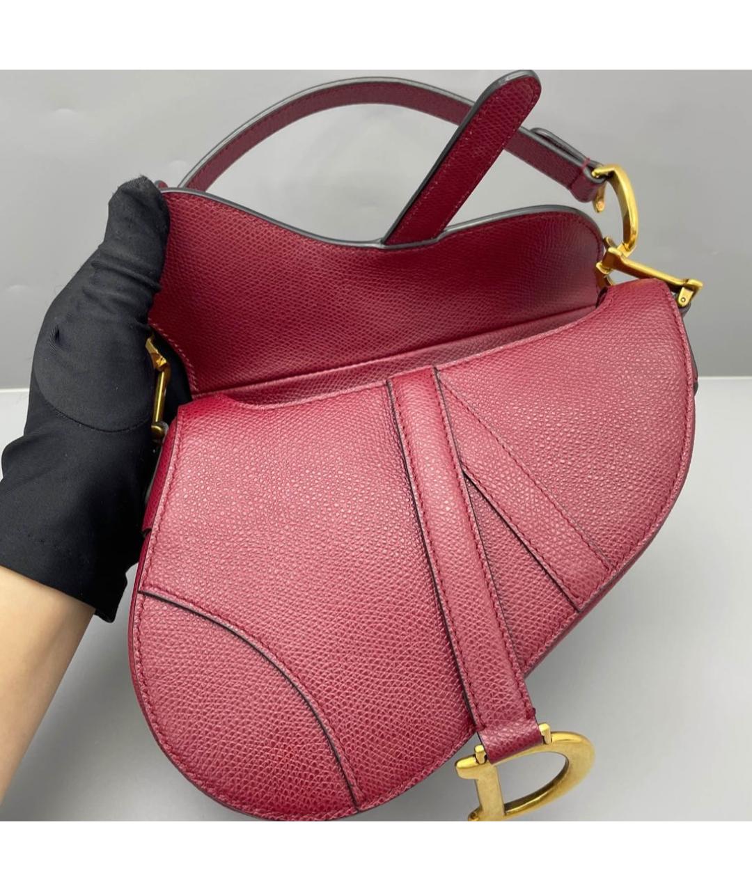 CHRISTIAN DIOR Красная кожаная сумка с короткими ручками, фото 6
