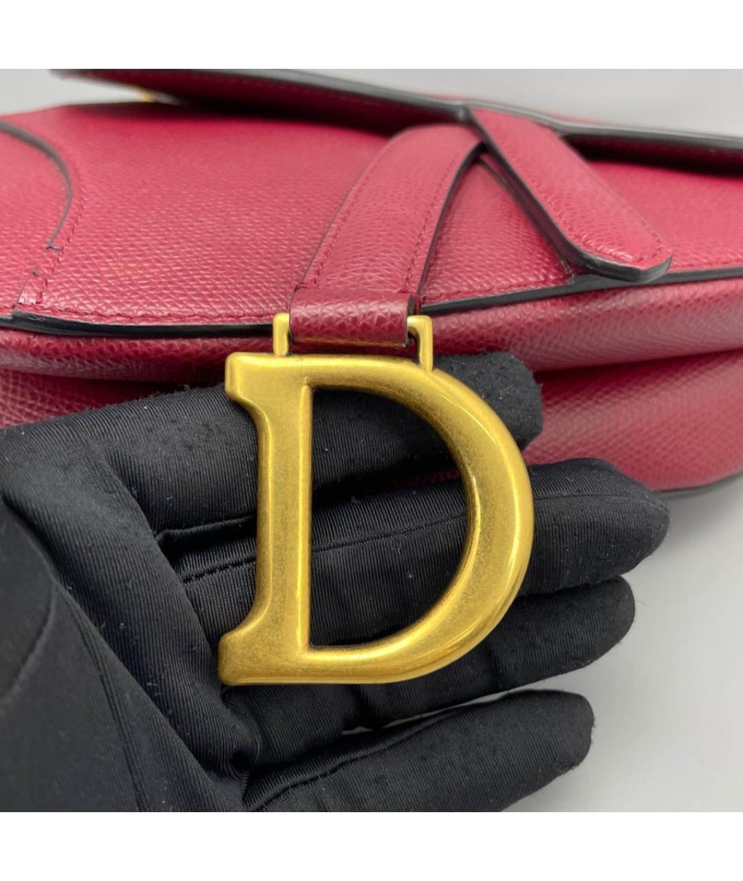 CHRISTIAN DIOR Красная кожаная сумка с короткими ручками, фото 8