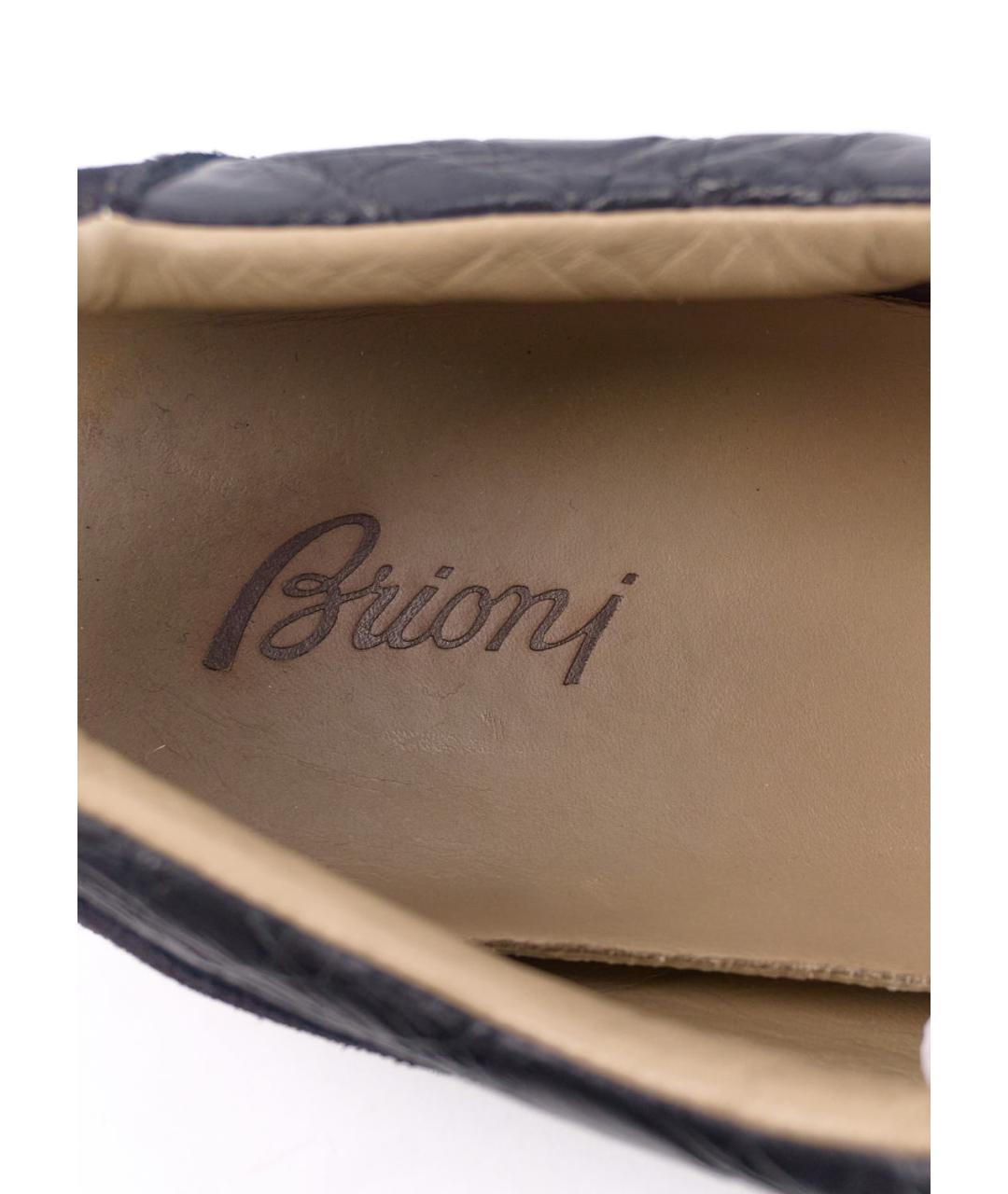 BRIONI Черные кожаные низкие кроссовки / кеды, фото 5