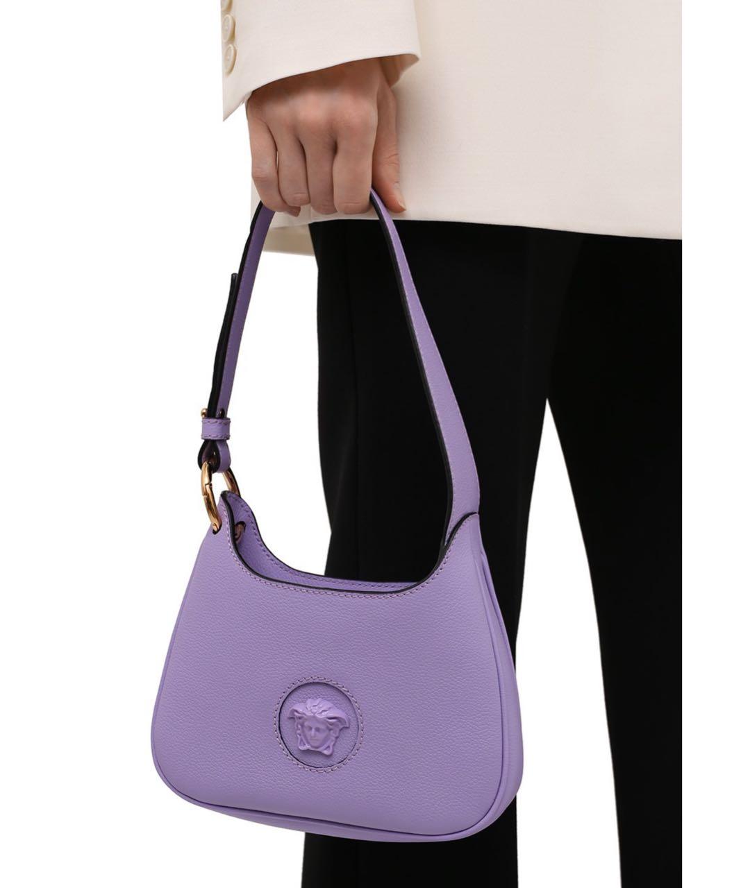 VERSACE Фиолетовая кожаная сумка через плечо, фото 4