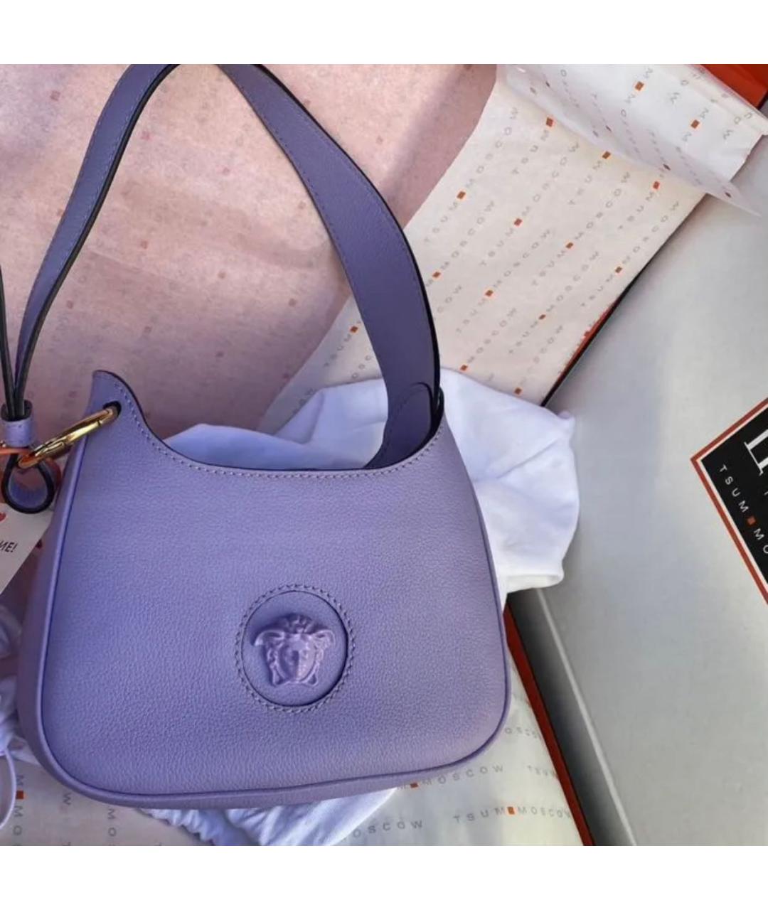 VERSACE Фиолетовая кожаная сумка через плечо, фото 5