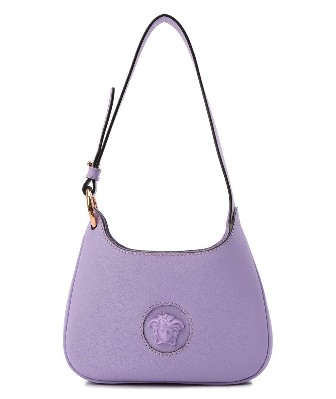 VERSACE Фиолетовая кожаная сумка через плечо, фото 1