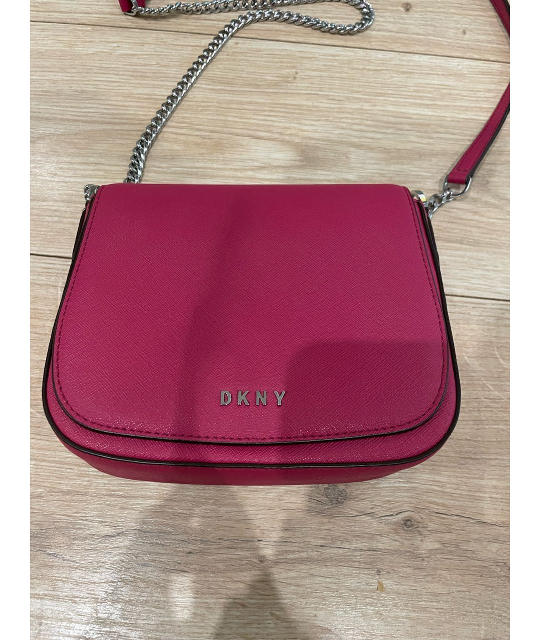 DKNY Розовая кожаная сумка через плечо, фото 6