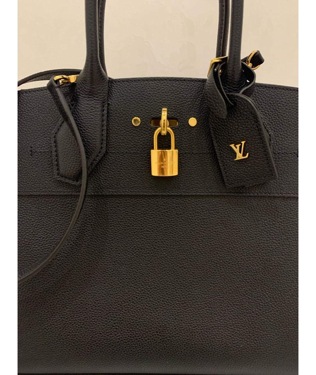 LOUIS VUITTON Черная кожаная сумка с короткими ручками, фото 4