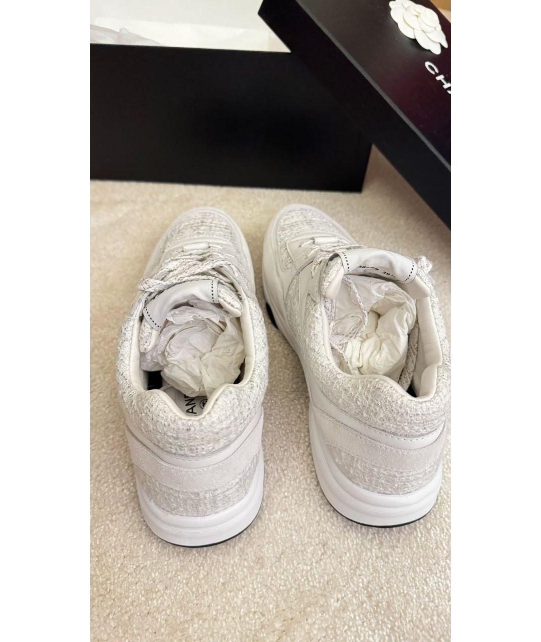 CHANEL PRE-OWNED Белые кожаные кроссовки, фото 8