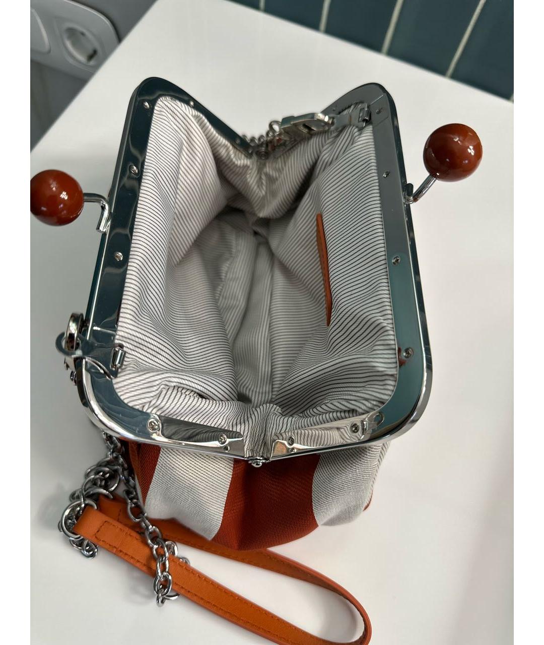 WEEKEND MAX MARA Оранжевая хлопковая сумка через плечо, фото 4