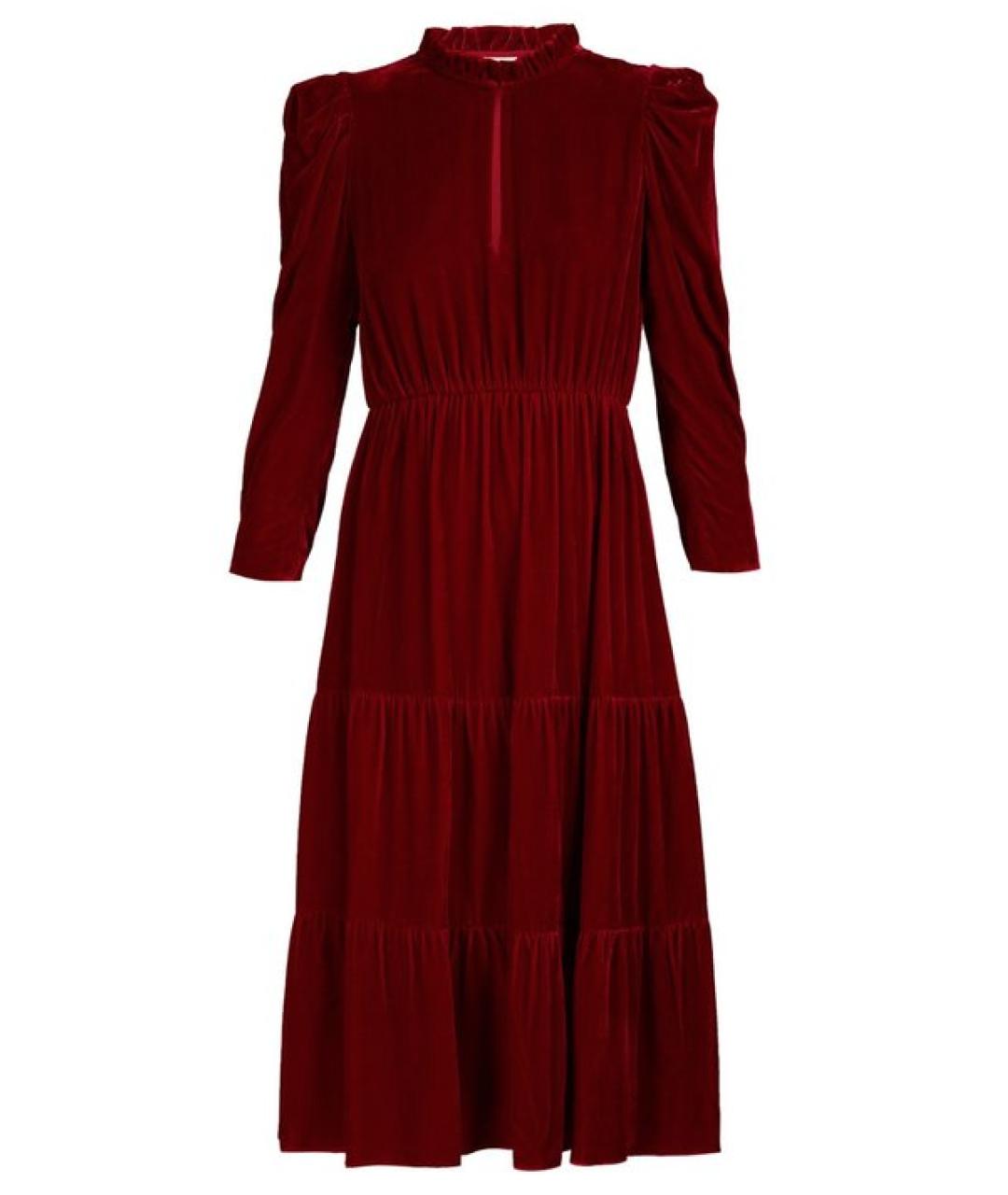 PINKO Бордовое бархатное коктейльное платье, фото 1