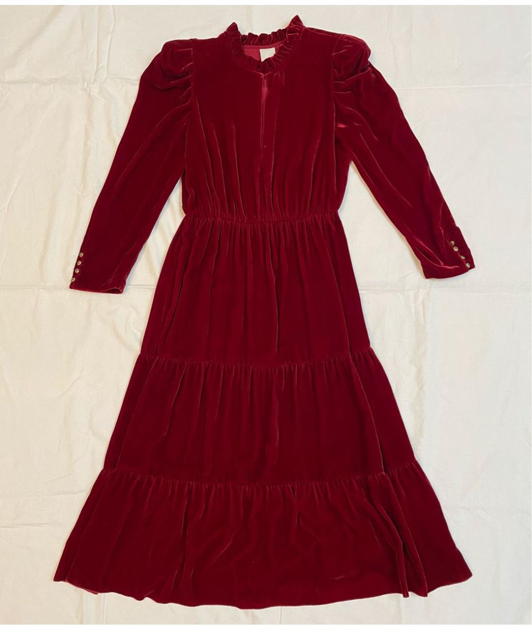 PINKO Бордовое бархатное коктейльное платье, фото 2