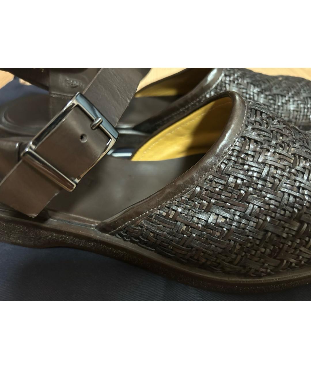 GIORGIO ARMANI Коричневые кожаные сандалии, фото 4