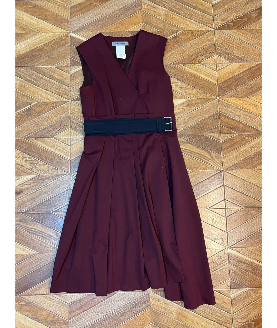 SPORTMAX Бордовое шерстяное повседневное платье, фото 9
