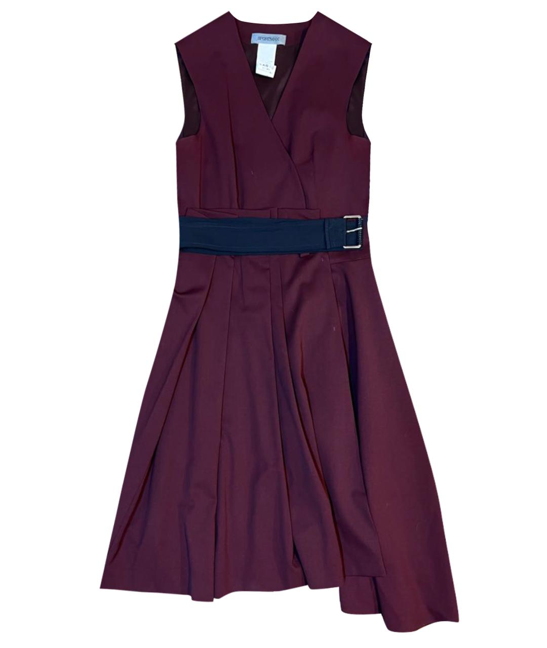SPORTMAX Бордовое шерстяное повседневное платье, фото 1