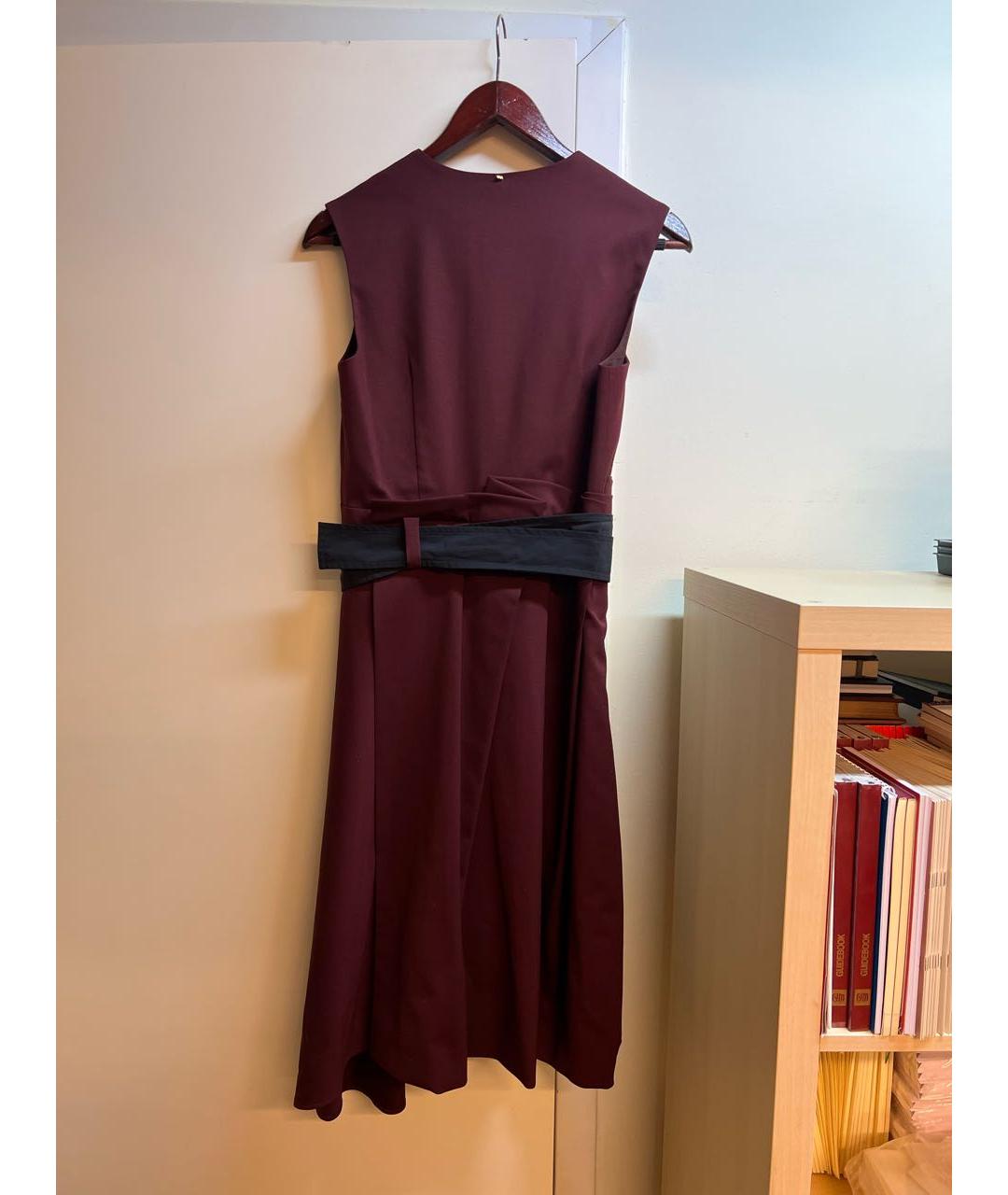 SPORTMAX Бордовое шерстяное повседневное платье, фото 2