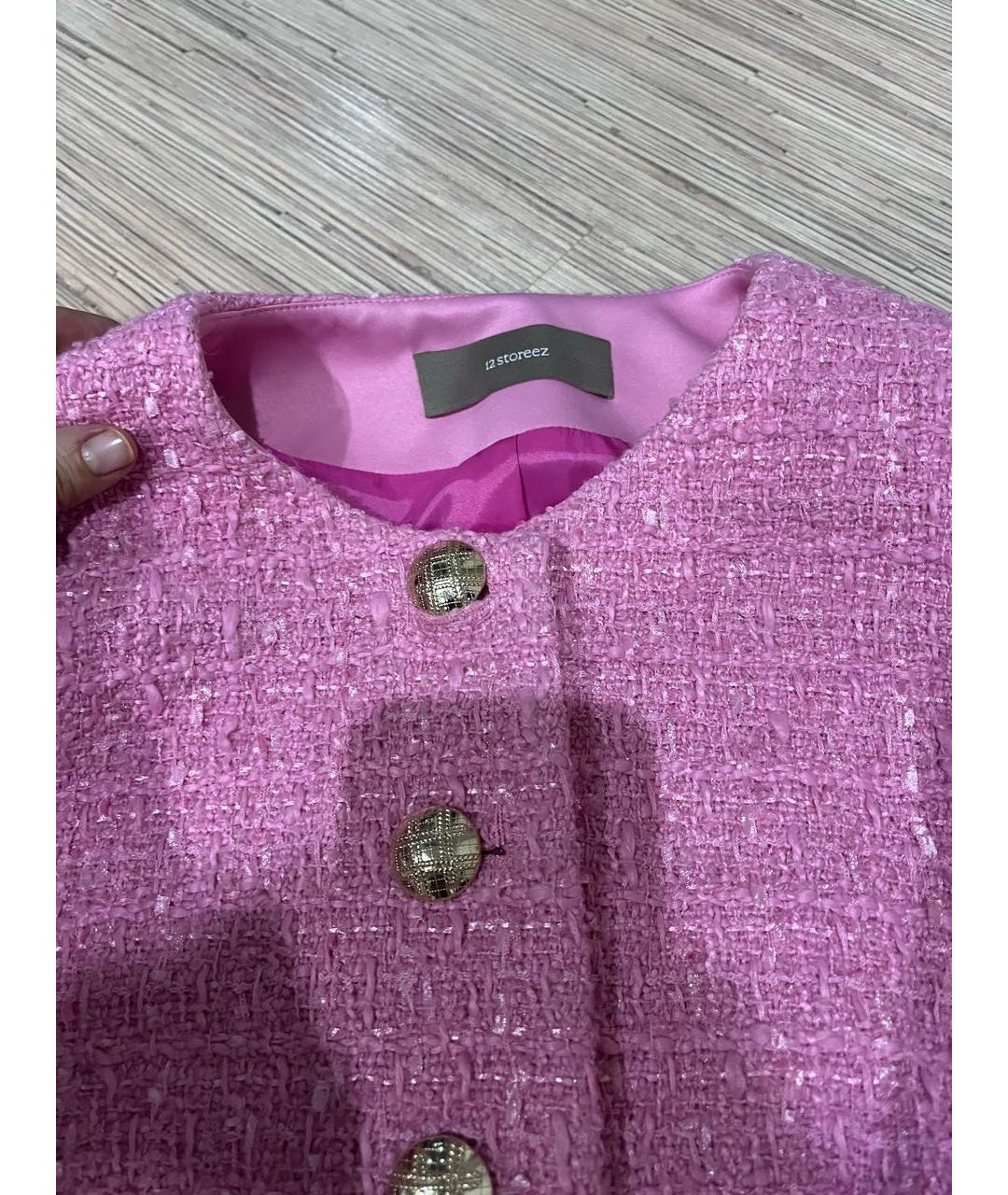 12 STOREEZ Розовый твидовый жакет/пиджак, фото 3