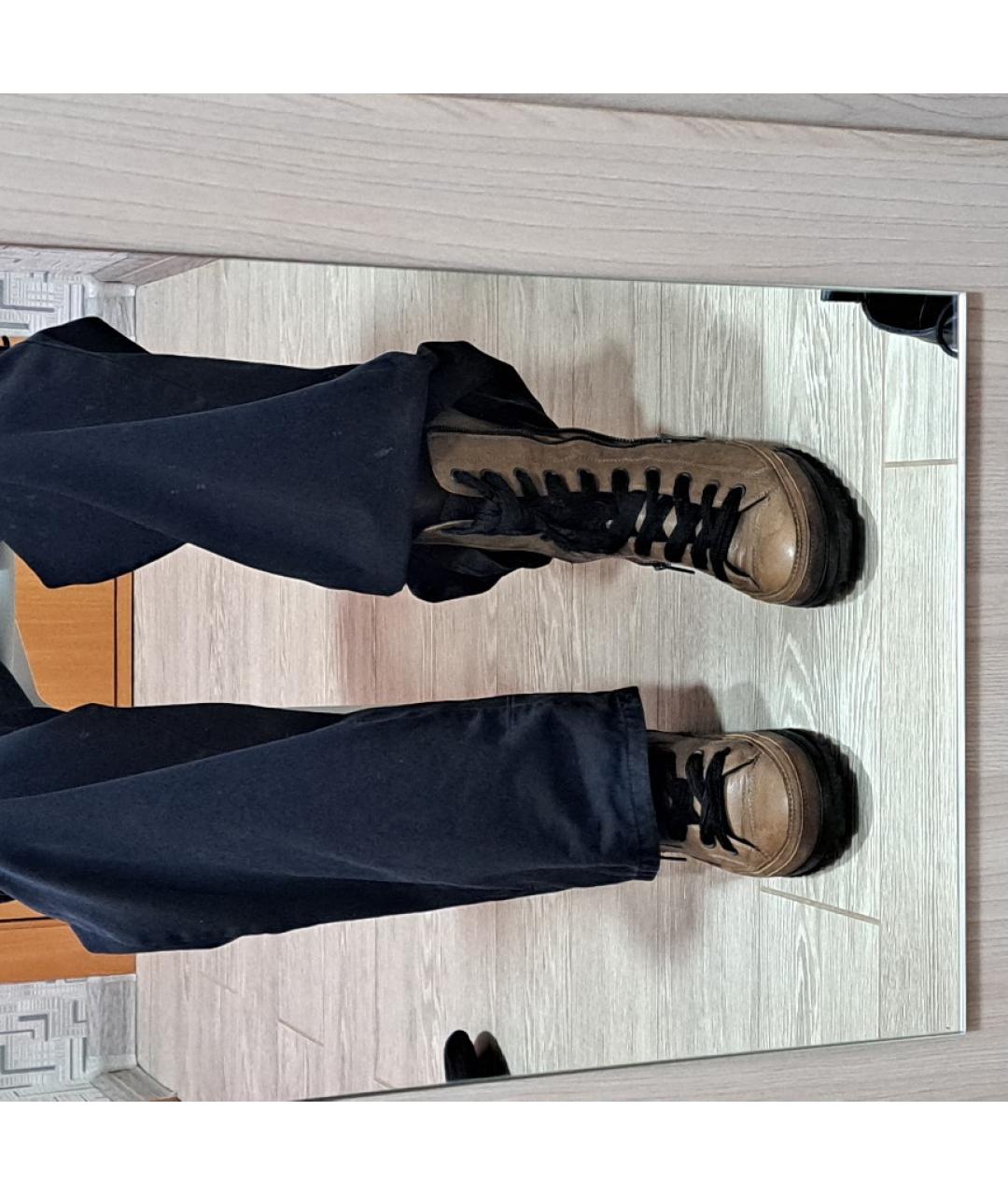 ANN DEMEULEMEESTER Коричневые кожаные высокие кроссовки / кеды, фото 7