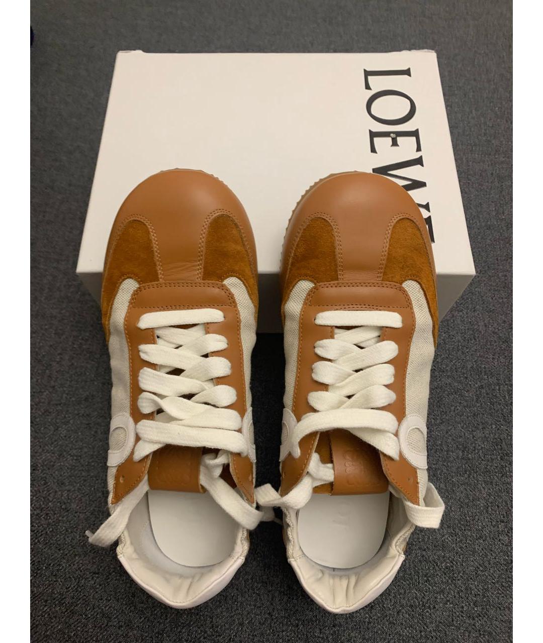 LOEWE Коричневые кожаные кеды, фото 3
