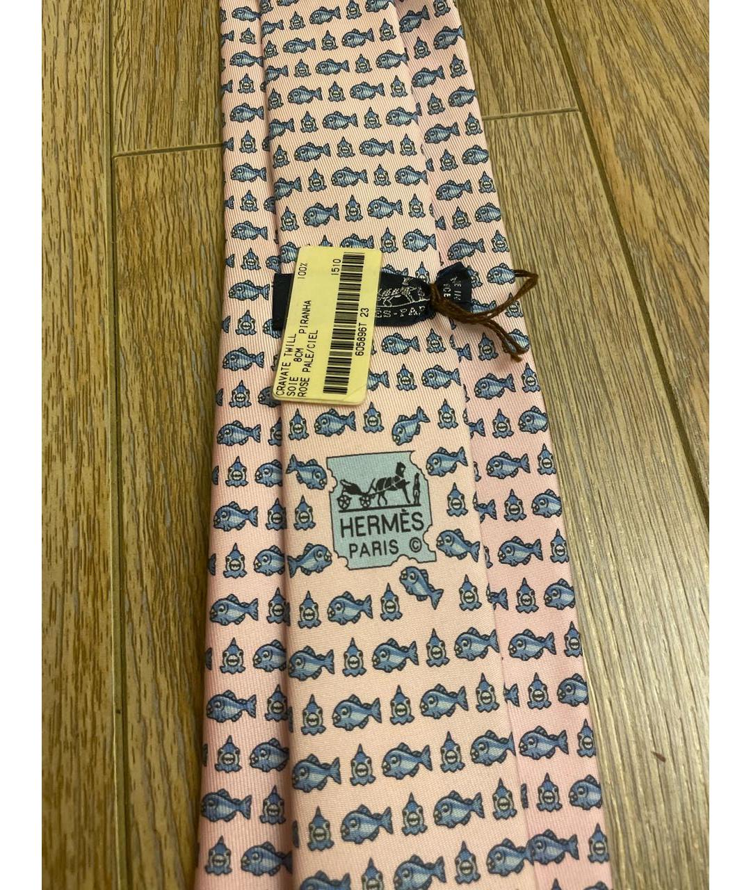 HERMES Розовый шелковый галстук, фото 3