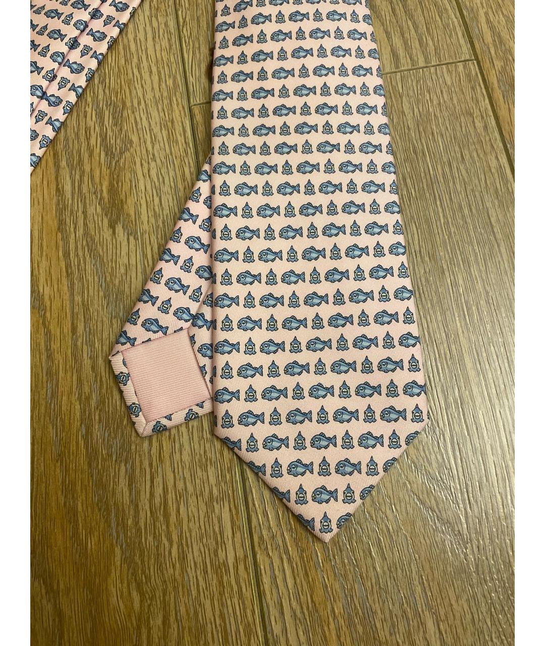 HERMES Розовый шелковый галстук, фото 2