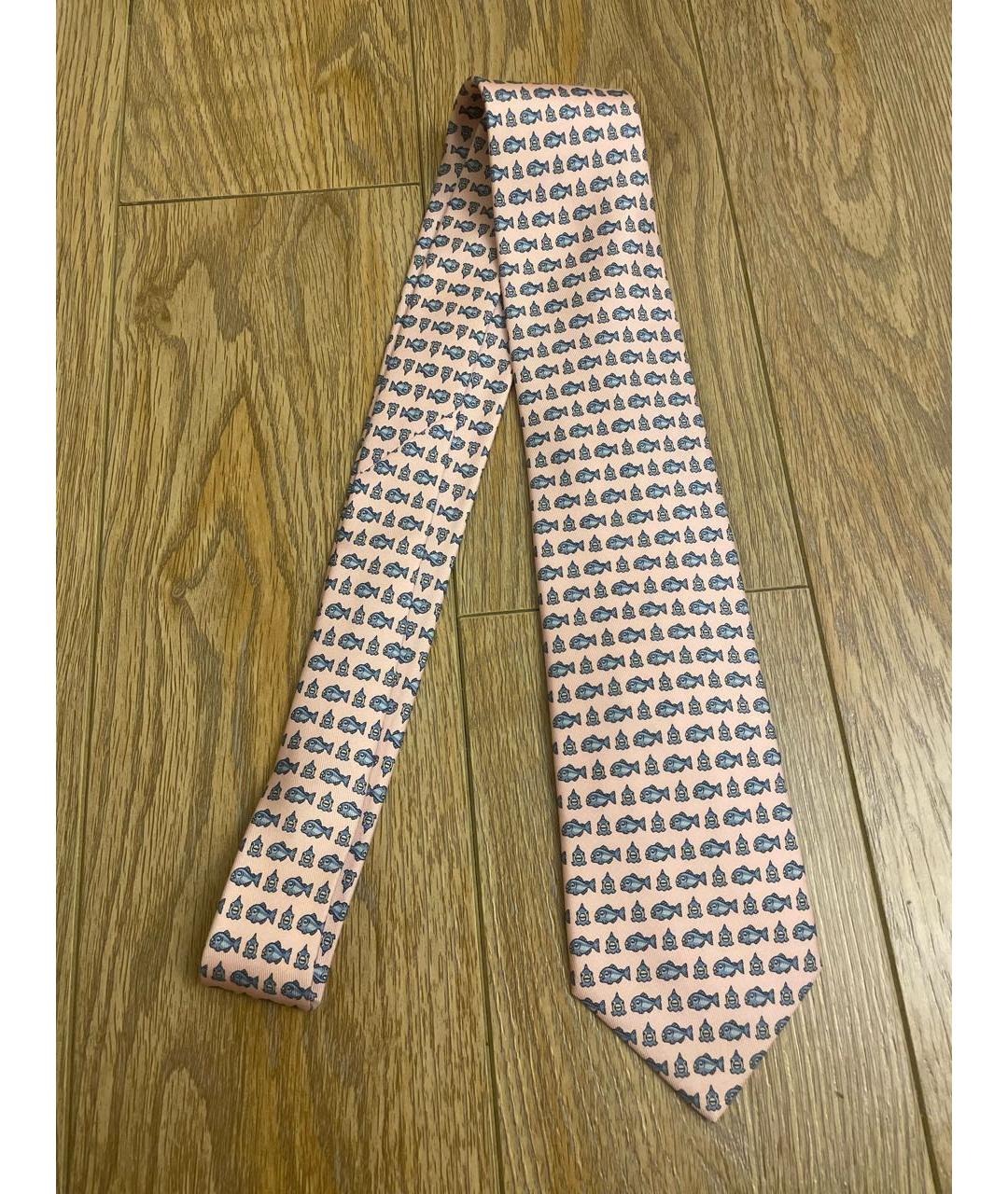 HERMES Розовый шелковый галстук, фото 5