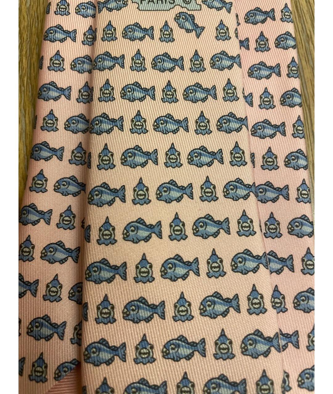 HERMES Розовый шелковый галстук, фото 4