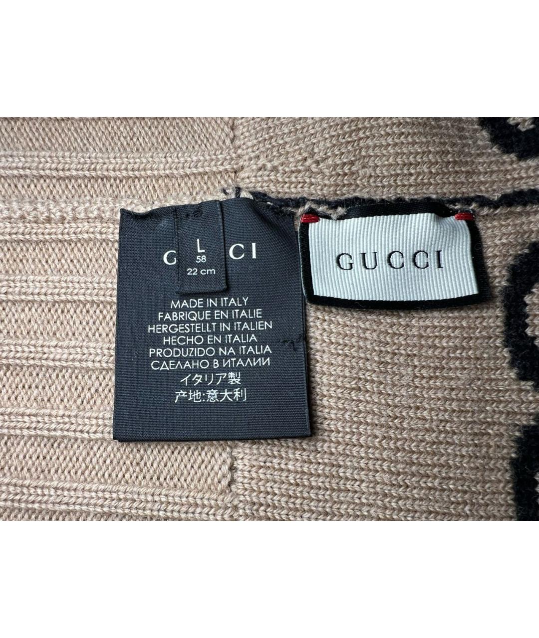 GUCCI Бежевая шерстяная шапка, фото 3