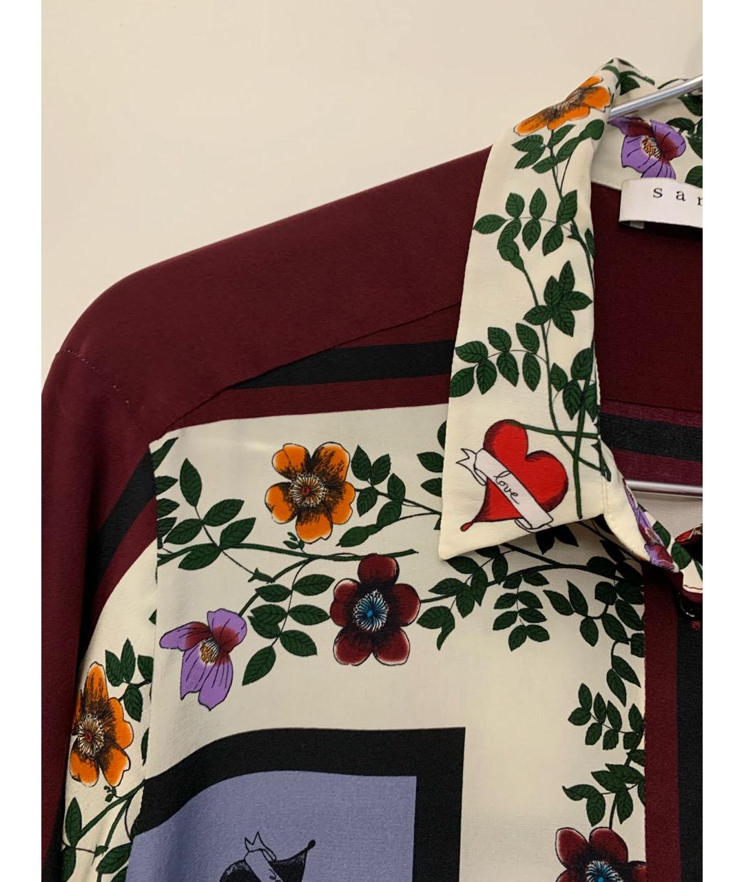 SANDRO Бордовая шелковая блузы, фото 6